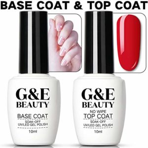 Nail Art Soak Off Base Coat + No Wipe Top Coat Set 10ml